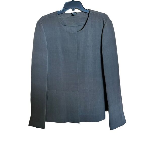 EILEEN FISHER Blazer Womens Large Brown Silk Blend Textured Long Sleeve Jacket - Picture 1 of 9